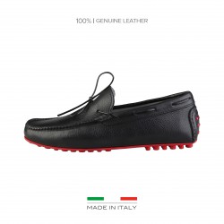 Mocassins "Made In Italy" modèle RAFFAELLO, noir/rouge