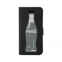 Coque étui Coca-Cola Grey Bottle pour iPhone 5 / 5S avec logo et bouteilles gris, coloris noir (modèle bloc notes)