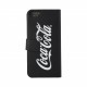 Coque étui Coca-Cola Grey Bottle pour iPhone 5 / 5S avec logo et bouteilles gris, coloris noir (modèle bloc notes)