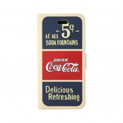 Coque étui Coca-Cola Old 5cents pour iPhone 5 / 5S, coloris bleu / rouge / beige (modèle bloc notes)