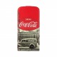 Coque étui Coca-Cola City Cab pour Samsung Galaxy S4, impressions noir/blanc et logo Coca-Cola (ouverture verticale)