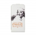 Coque étui Coca-Cola Golden Beauty pour iPhone 4 / 4S, coloris blanc avec impression et logo (modèle bloc notes)