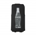 Coque étui Coca-Cola Grey Bottle V pour iPhone 5 / 5S, canvas, avec logo et bouteilles gris, coloris noir (ouverture verticale)