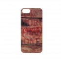 Coque étui rigide Coca-Cola Coke Wood V pour iPhone 5 / 5S, impression IML, colors couleur marron/bois et logo rouge