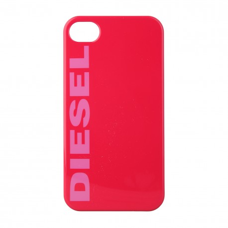 Coque étui Diesel pour iPhone 4 / 4S, impression IML, coloris rouge avec logo Diesel fuchsia