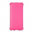 Coque étui Diesel Scissor Flip Case pour iPhone 5 / 5S, coloris rose avec double logos dos et avant (ouverture verticale)