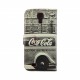 Coque étui Coca-Cola Bottle Case pour Samsung Galaxy S4, coloris blanc avec impressions noir/blanc (modèle bloc notes)